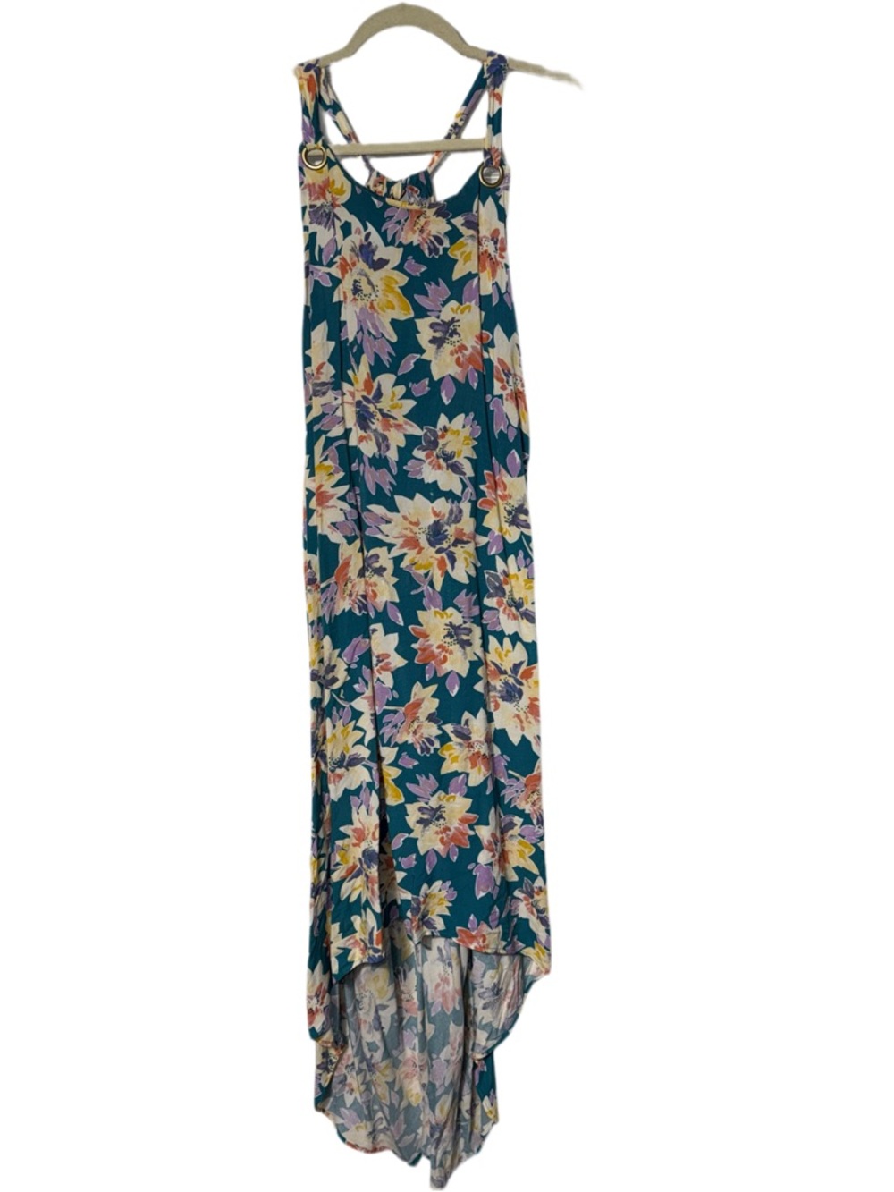 Ava & Vic Floral High-Low Maxi Dress in Teal Sz 2X
